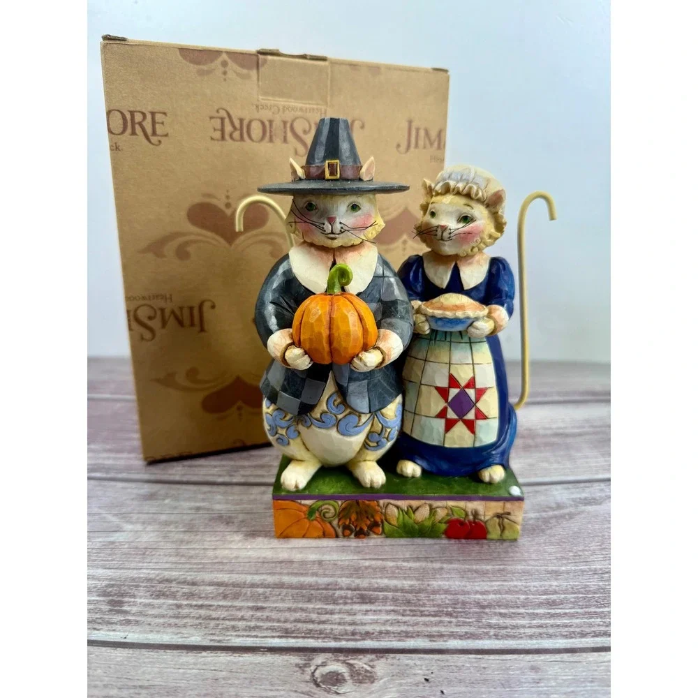 Jim Shore Heartwood Creek Paws And Give Thanks Pilgrim Cats Figurine 4017596